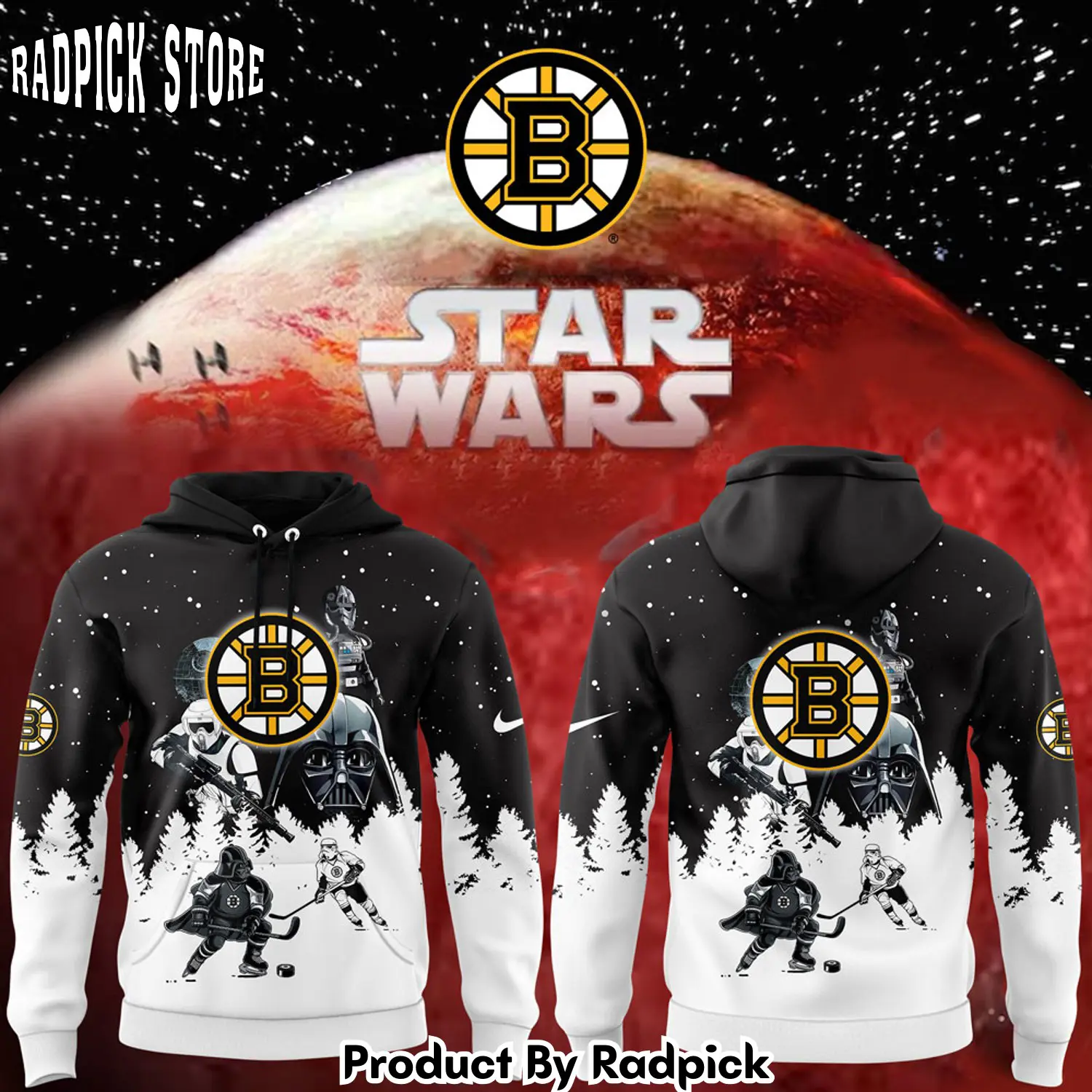 Boston bruins star wars uniform hoodie joggers hoodie and long pants set rp291904